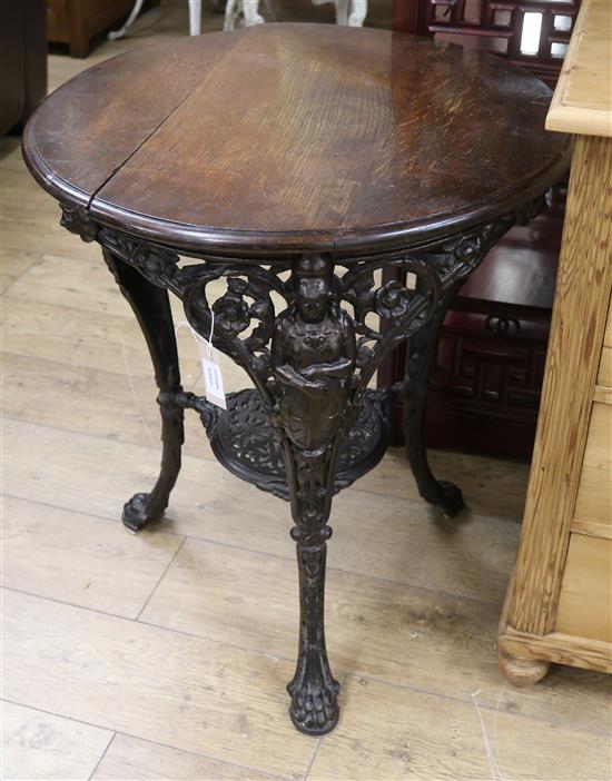 A cast iron pub table W.66cm